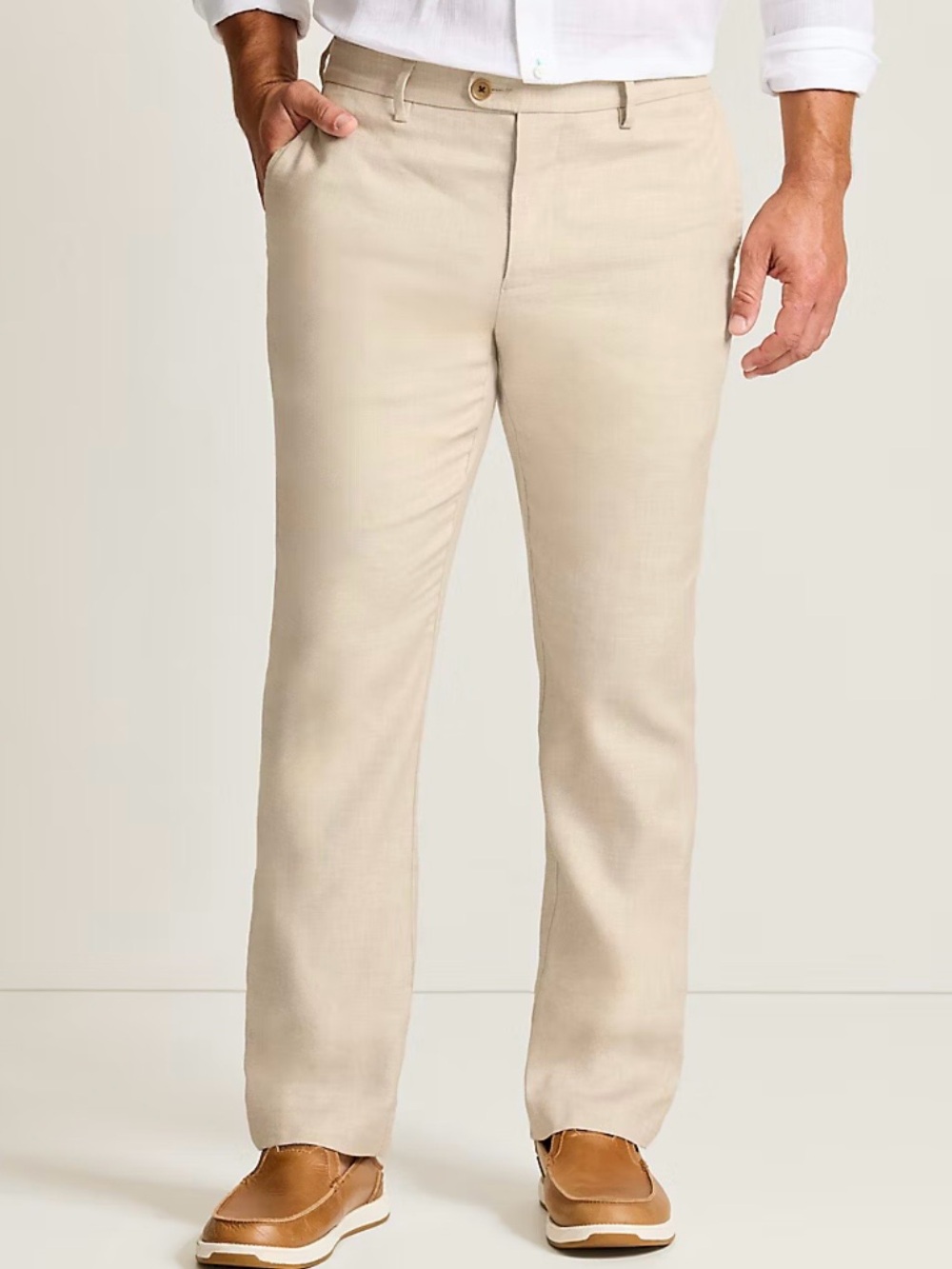 NWT Tommy Bahama Latigo Beach Linen-Blend Flat-Front Pants Stone Khaki 30x32